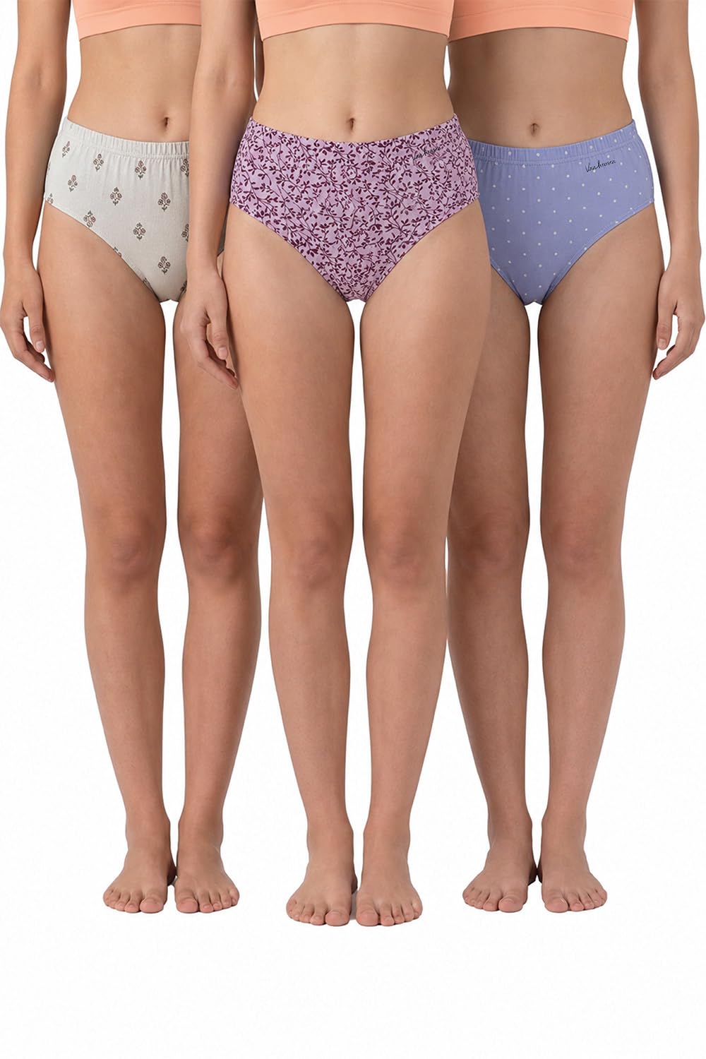 Van Heusen Women’s 100% Cotton Hipster Panty – Pack of 3 | Everyday Panty | Anti‑Bacterial Tech | Keeps you dry and Fresh | Sweat Absorbent | Inner Elastic | No‑Marks Waistband | Printed | (Assorted Elevated prints) Style 11102