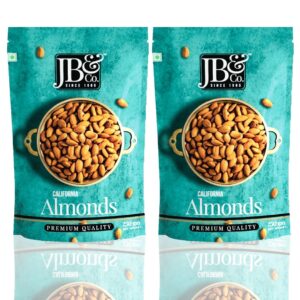 JB&CO Premium California Almonds (Badam) 500g | Crunchy, Natural & Fresh | Rich in Protein, Fiber & Vitamin E | Healthy Dry Fruits Snack 250g X 2