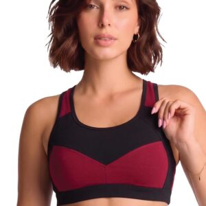 Van Heusen Women’s Cotton Sports Bra | Racerback | Medium Impact | Anti‑Bacterial Tech | Keeps you dry and Fresh | Sweat Absorbent | Ideal for Workout & Gym | Lightly padded | Slip -on Bra| Style 44004