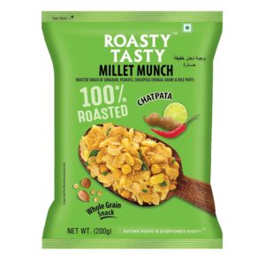Roasty Tasty Millet Munch Chatpata 200g - Gluten Free Healthy Snacks | Ideal for Weight Management | Cholesterol-Free Millet Namkeen