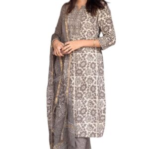 KLOSIA Women's Printed Straight Kurta and Pant with Dupatta Set