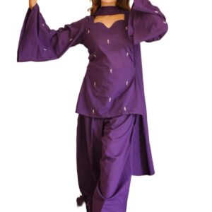 ANNI Designer Women's Cotton Blend Embroidered Straight Kurta with Farshi Salwar and Dupatta | Ethnic Kurta Set for Women Stylish Indian Outfit Designer Suit Set Ethnic Clothing Collection