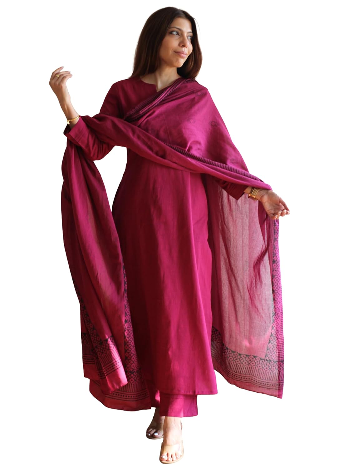 GoSriKi Poly Kurta for Women | Kurta with Narrow Pant & Dupatta | Straight Solid Suit | Indian Ethnic Outfit Office Party Wedding Clothing Fashion Premium Traditional Style Look 3 Piece