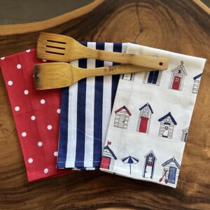 100% Cotton Kitchen Towel, Set of 3 Kitchen Napkins, Beach House Print