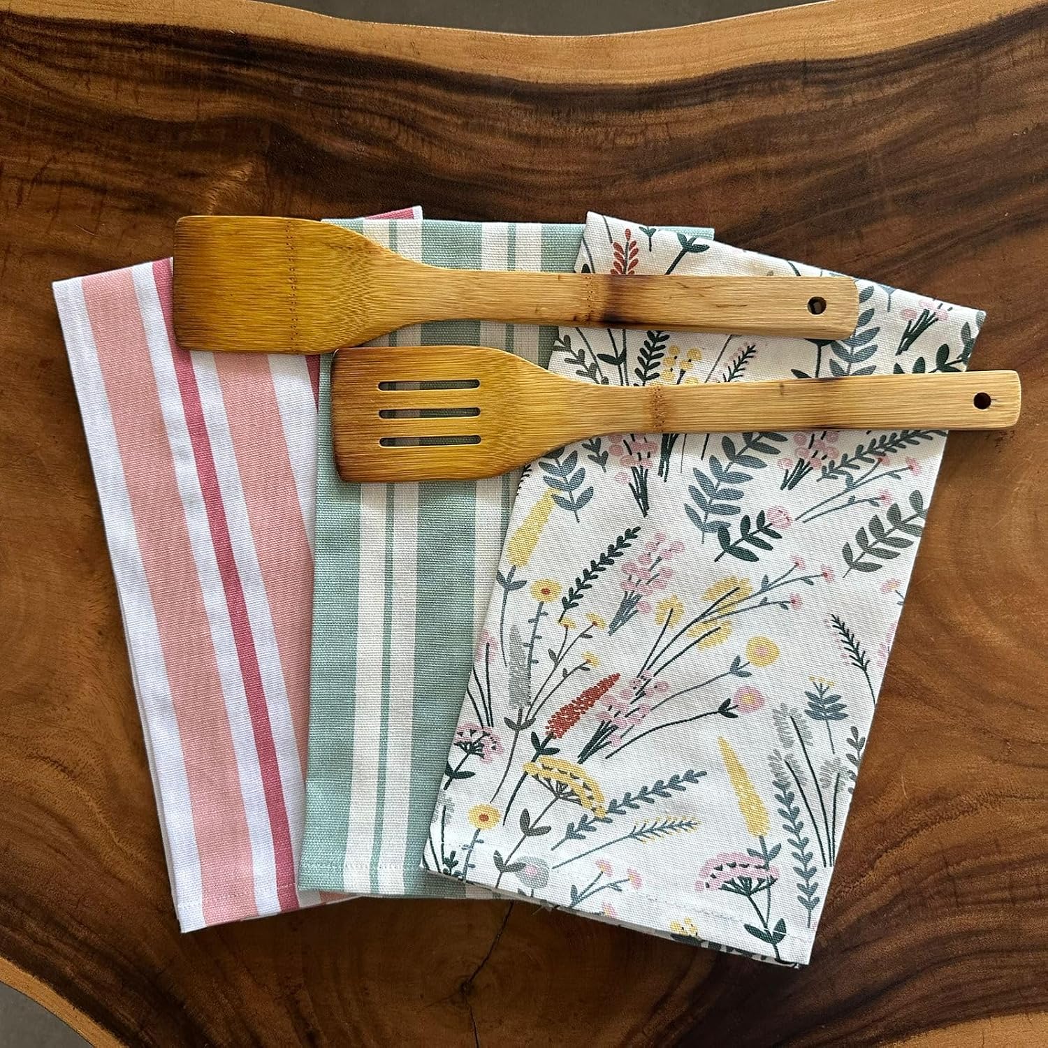 100% Cotton Kitchen Towel, Set of 3 Kitchen Napkins, Multi Floral Print