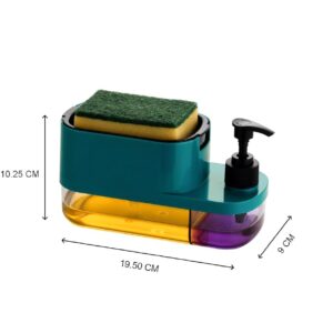 Leawall 3-in-1 Soap Dispenser with Sponge Holder – Bathroom Liquid Soap Pump for Kitchen Sink handwash Dispenser Bottle soap Dispenser for wash Basin Kitchen Accessories Items for Home (Multicolor)