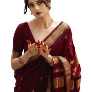 C J Enterprise Women’s Pure Kanjivaram Soft Silk Saree Banarasi Style Ladies Sadi With Blouse Piece for Wedding (Eagle-3-51)