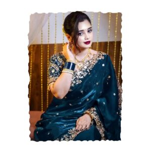 Women's Jimmii chu Satin Embroidered Saree Mango Saree-XYZ