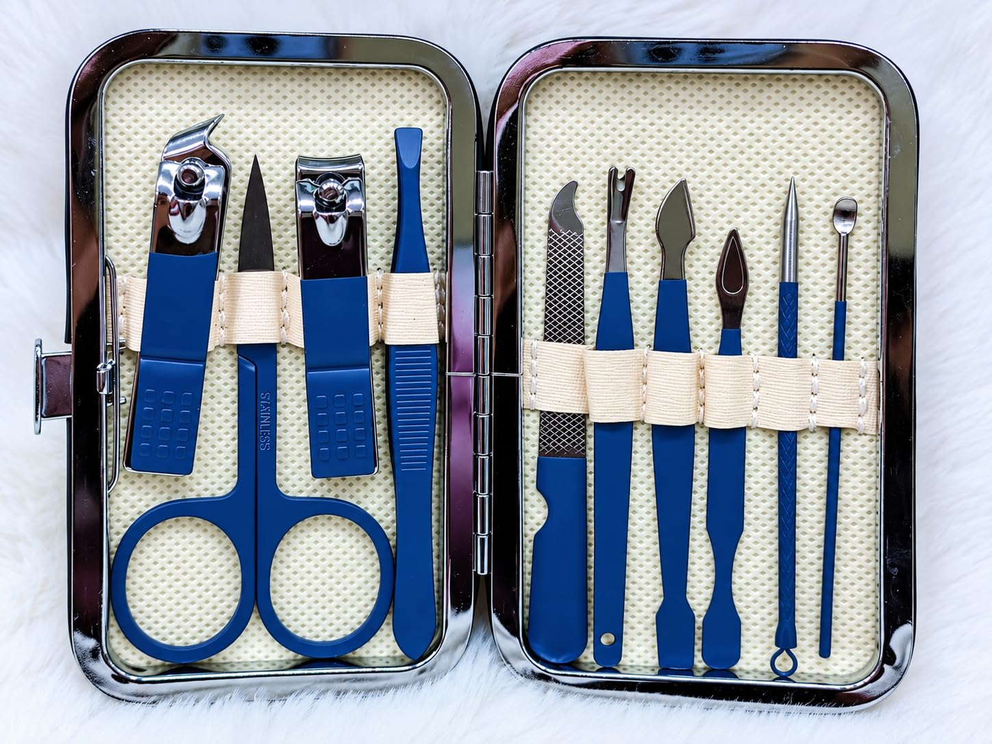 10 Piece Stainless Steel Manicure and Pedicure Set – Nail Clipper and Grooming Kit for Women and Men – Everyday Grooming Essential