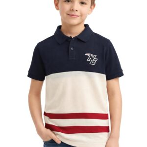Alan Jones Clothing Boys Regular Fit Colorblocked Polo T-Shirt | Cotton Blend | Ribbed Hems | Ages 6-16 Years